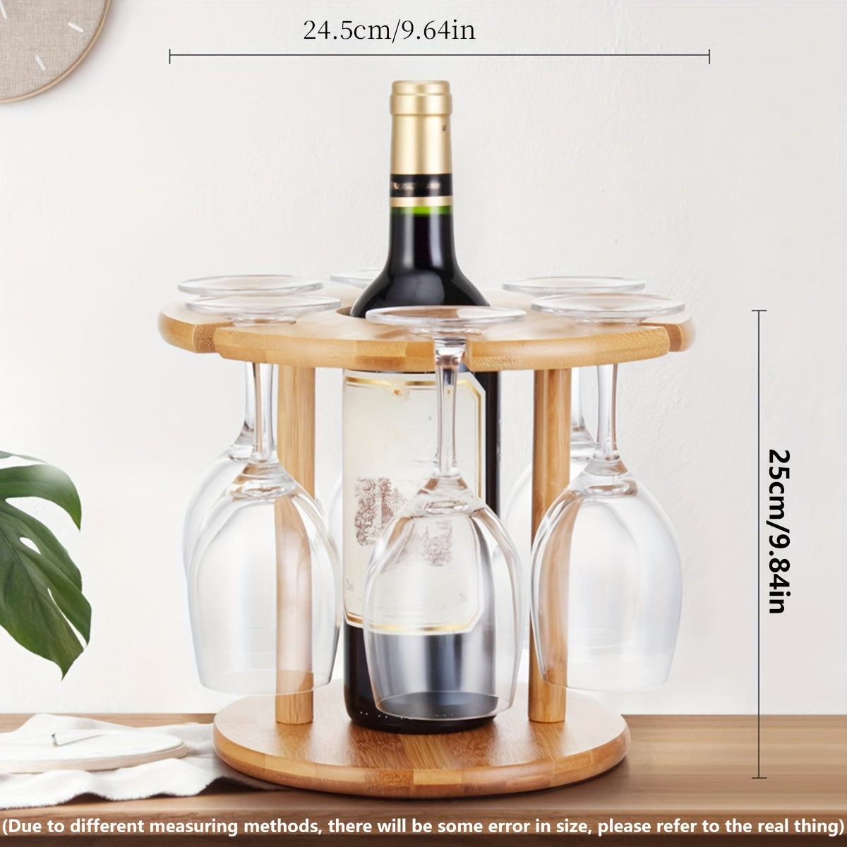 Eleganter Bambus-Weinglas-Halter - Doppelschichtig, Rundes Design für Heimbar & Wohnzimmerdekoration - Kelche24