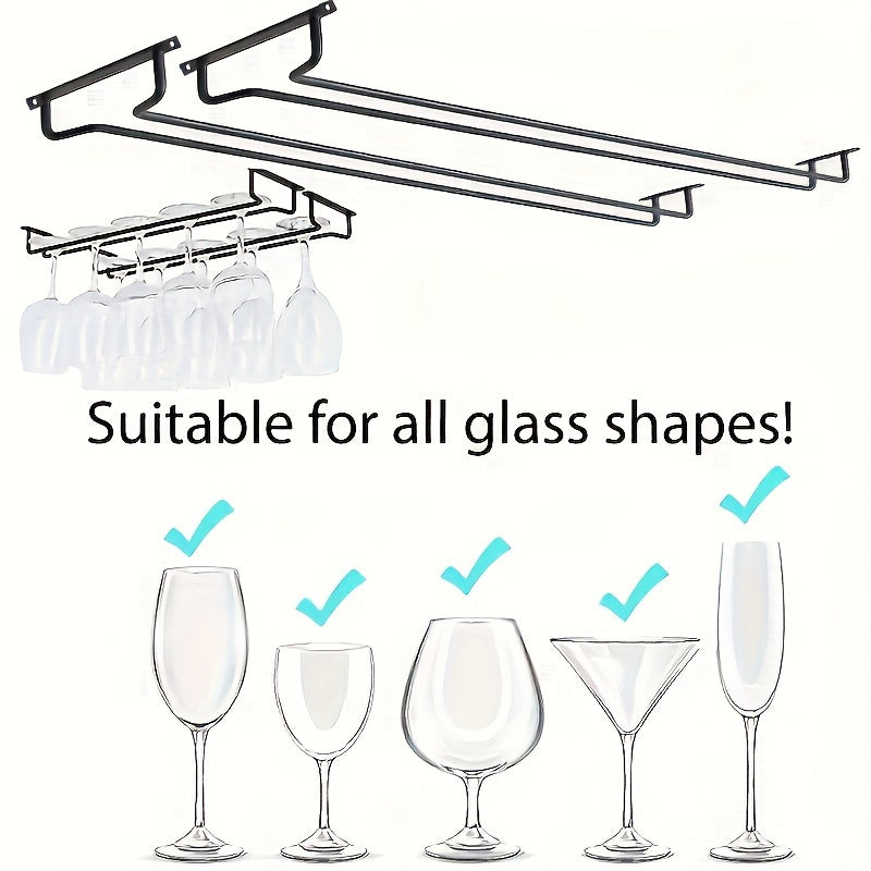 2er-Set Eisen Weinglasständer - Platzsparendes Glasregal für unter dem Schrank für Küche & Bar, 39.98cm x 12.98cm x 2.16 - Kelche24