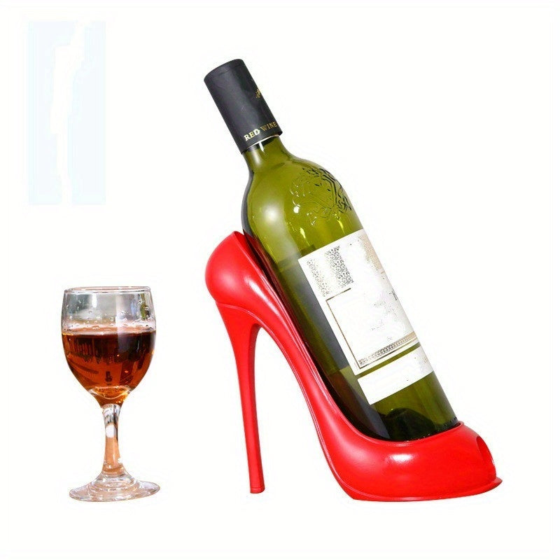 Elegantes Harz High Heel Schuhförmiges Weinregal - Stilvolles rotes und goldenes Display für Wohnkultur, perferkt für Geschenkidee