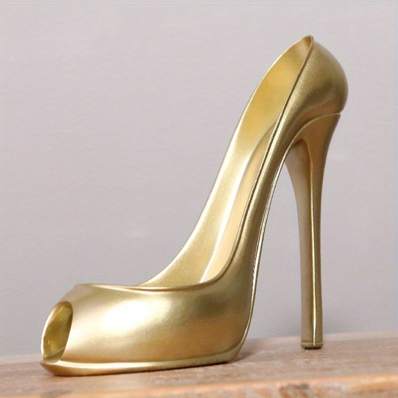 Elegantes Harz High Heel Schuhförmiges Weinregal - Stilvolles rotes und goldenes Display für Wohnkultur, perferkt für Geschenkidee
