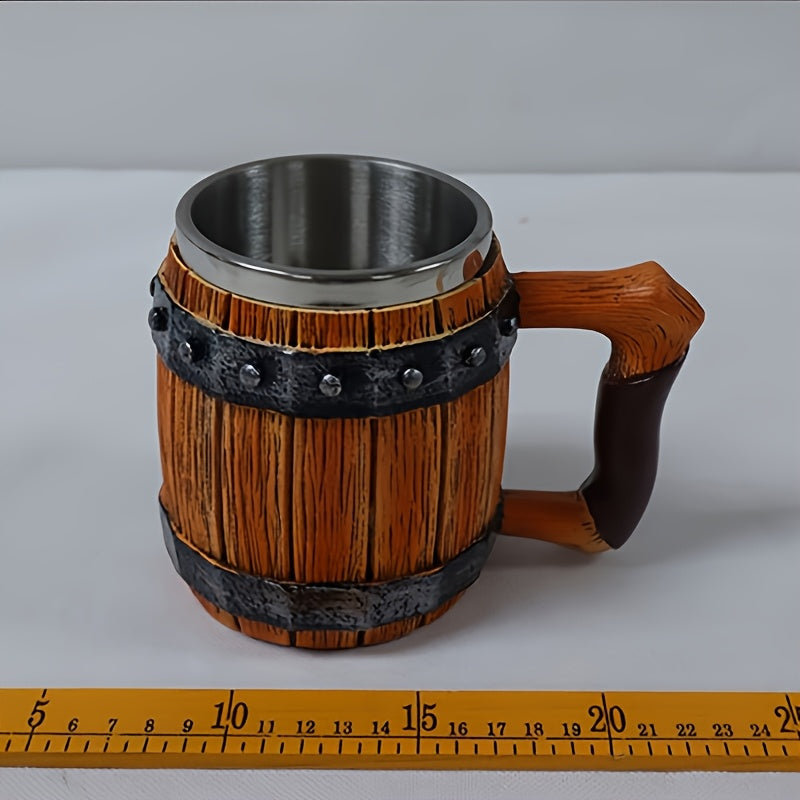 Edelstahl-Bierkrug mit Holzoptik - Wiederverwendbar, nur Handwäsche, Tupfenmuster, Halloween-Thema, recycelbar, Mehrzweck-Steinkrug in ovaler Form - Kreatives Barware mit großem Fassungsvermögen - Kelche24
