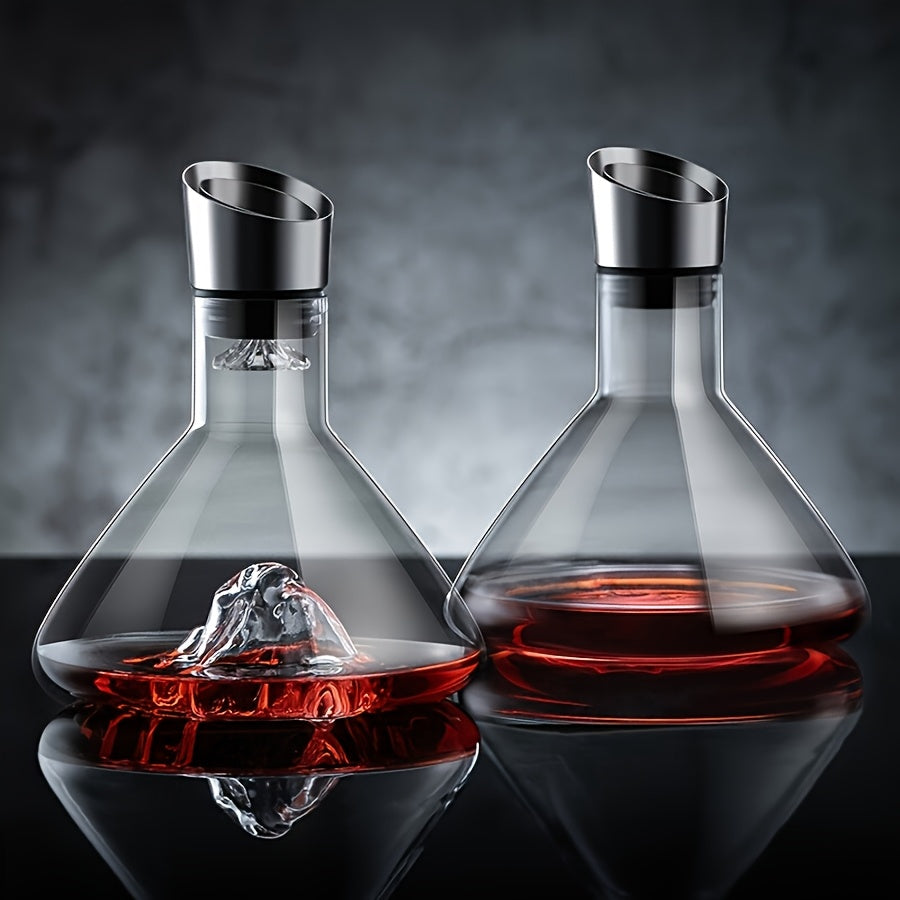 Kristall-Weinkaraffe (1500 ml) mit Edelstahl-Filter und Wasserfall-Ausgießer – ideal für festliche Anlässe