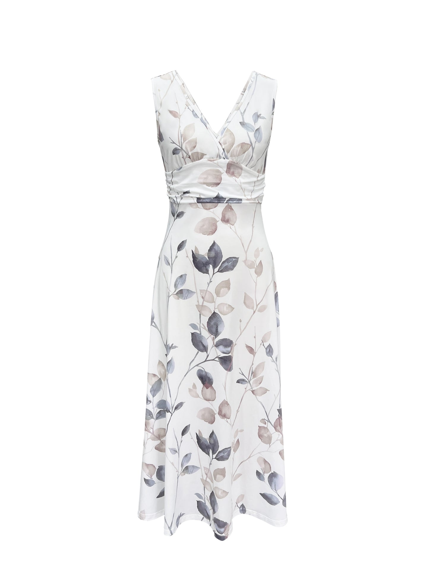 Maxikleid mit Blumendruck und V-Ausschnitt - Kelche24