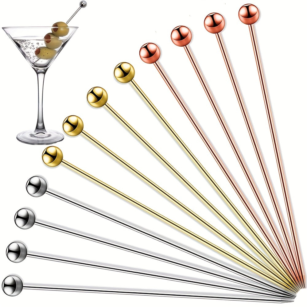 „12er Set Edelstahl-Cocktail-Picks: Wiederverwendbar & glänzend – Ideal für jedes Fest