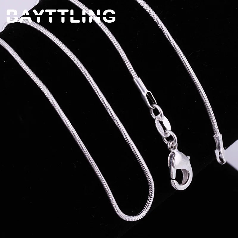 BAYTTLING 925 Sterling Silber 1MM 3MM 16/18/20/22/24/26/28/30 Zoll Schlangenkette Halskette für Frau Mode Hochzeit Schmuck Geschenk - Kelche24