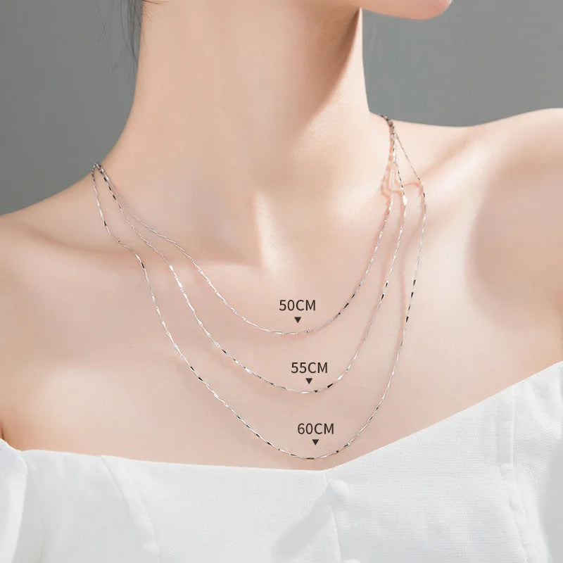 50cm 55cm 60cm Weibliche Halskette Für Frauen Am Hals Silber 925 Kette Halsketten Frauen Anhänger Mädchen Mode Schmuck minimalistischen Lange - Kelche24