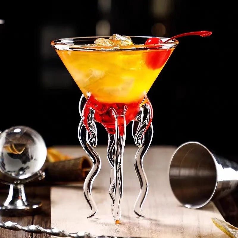 Octopus Cocktail Glass, Transparent Jellyfish Glass Cup, Juice Glass Goblet, Conical Wine Champagne Glass - Kelche24