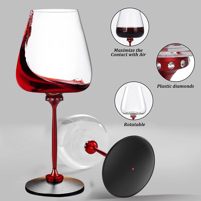 Creative Rotating Glass Wine Glasses Durable Whiskey Brandy Cocktails Juice Stress Relief Crystal Goblet for Party Home Bar - Kelche24