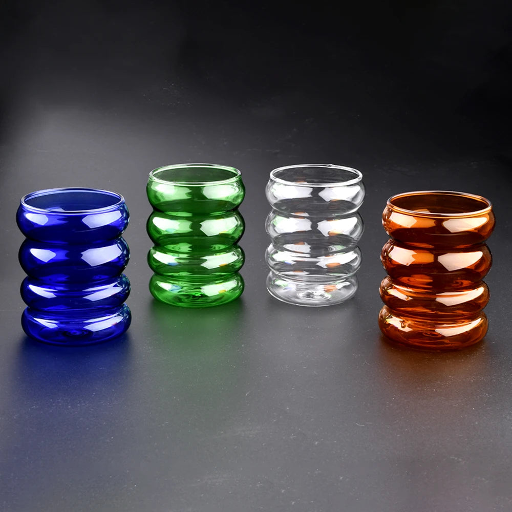 300ml Creative Glass Cup Heat Resistant Wave Shape Water Bottle Juice Milk Coffee Milk Tea Mug Home Office Cafe Drinkware Gift - Kelche24