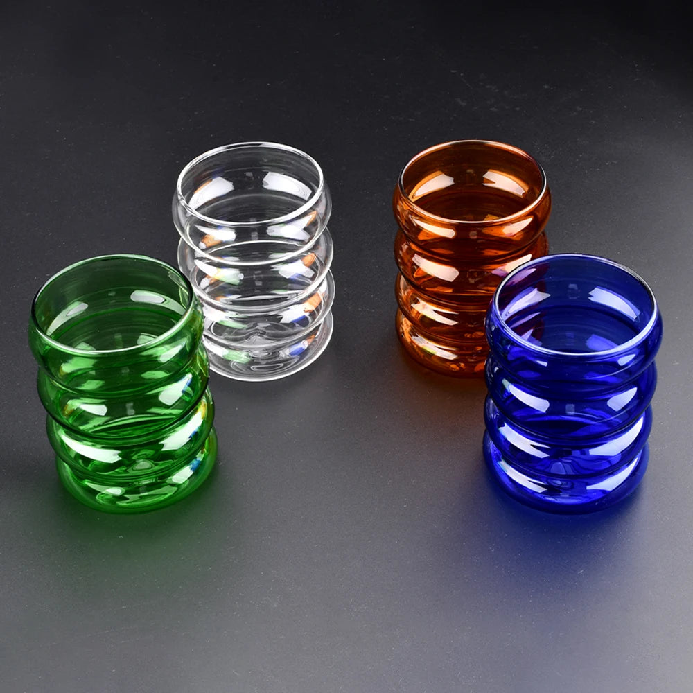 300ml Creative Glass Cup Heat Resistant Wave Shape Water Bottle Juice Milk Coffee Milk Tea Mug Home Office Cafe Drinkware Gift - Kelche24