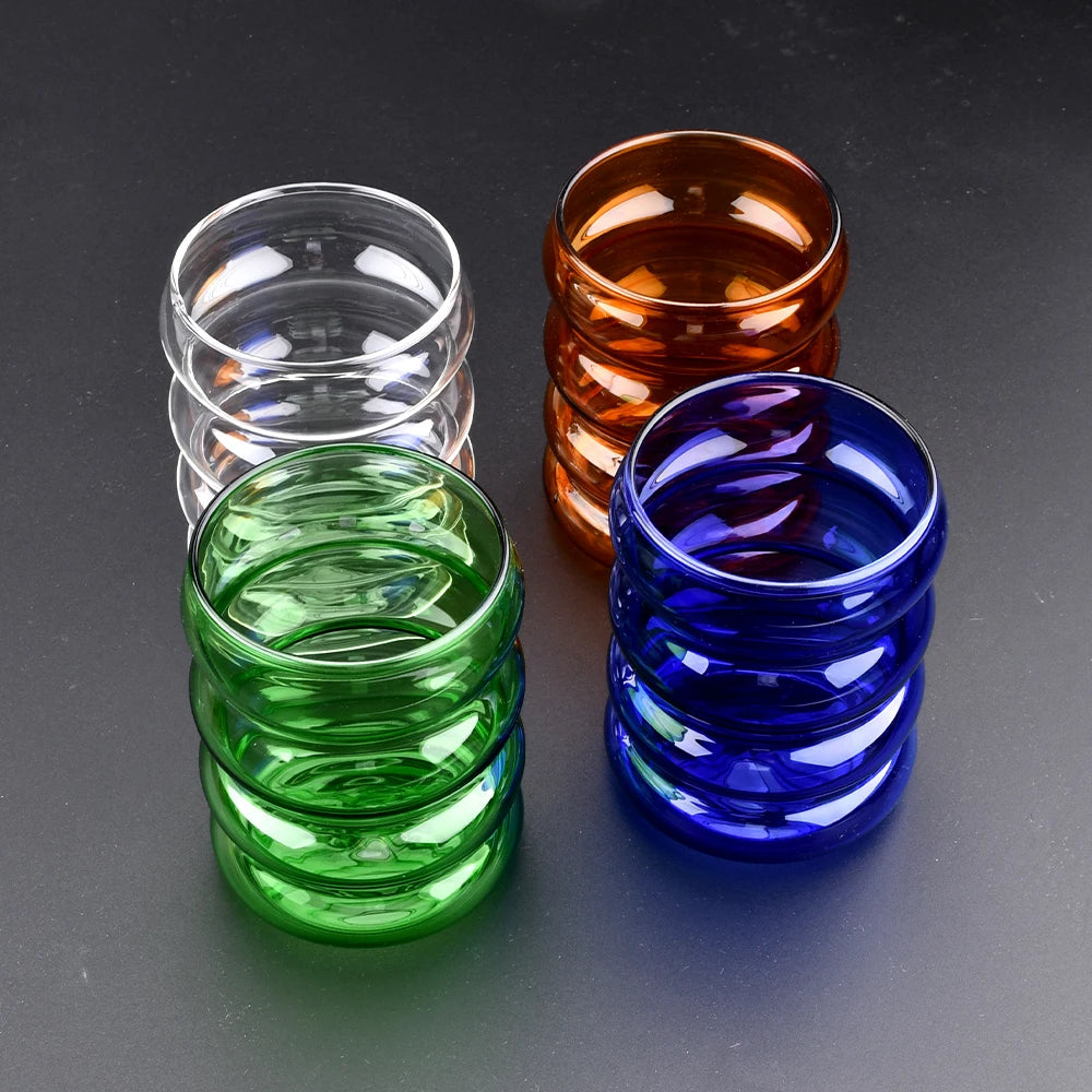 300ml Creative Glass Cup Heat Resistant Wave Shape Water Bottle Juice Milk Coffee Milk Tea Mug Home Office Cafe Drinkware Gift - Kelche24