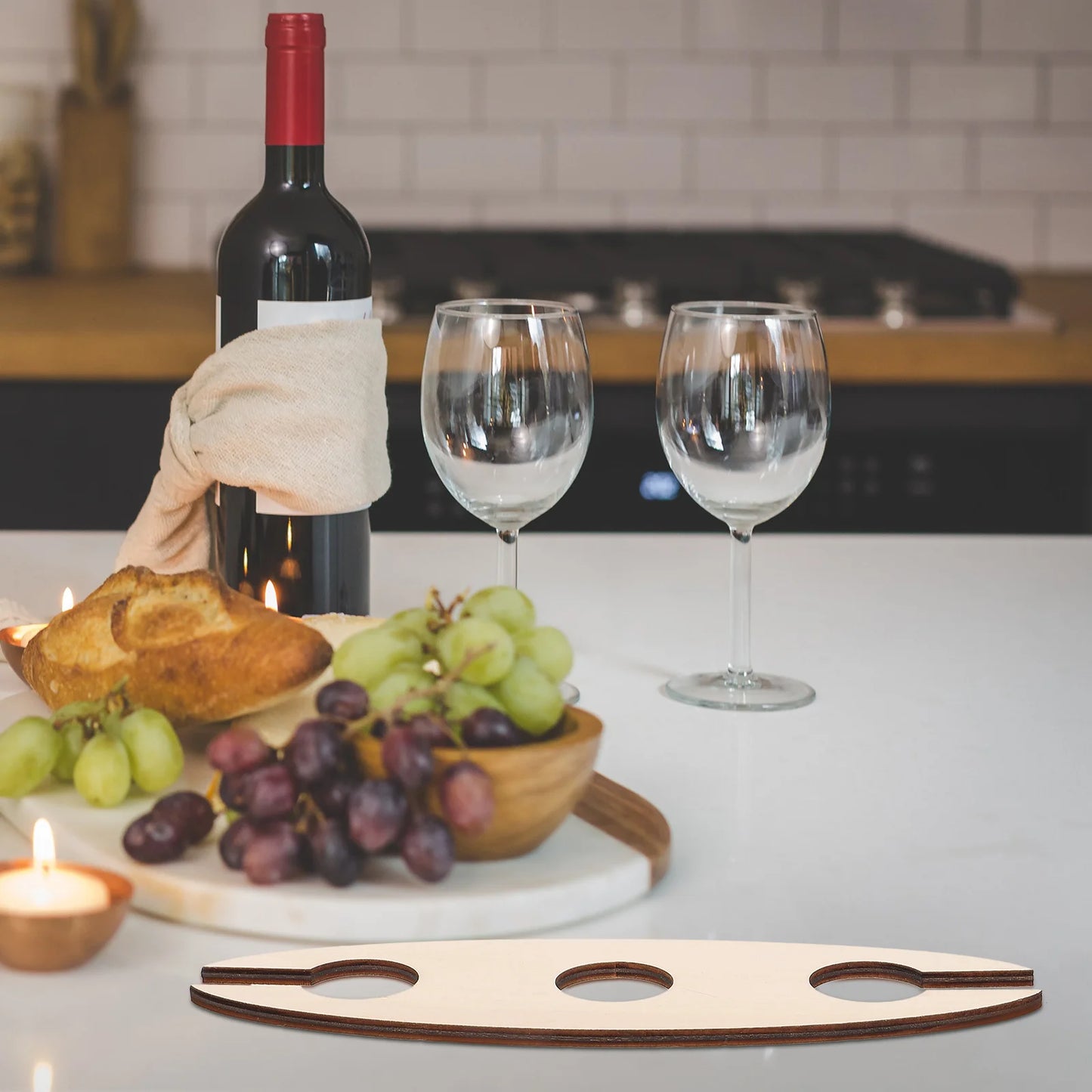 3 Pcs Display Shelves Glasses Rack Wooden Handicraft Table Cup Storage Goblet Holder Bottles Red - Kelche24