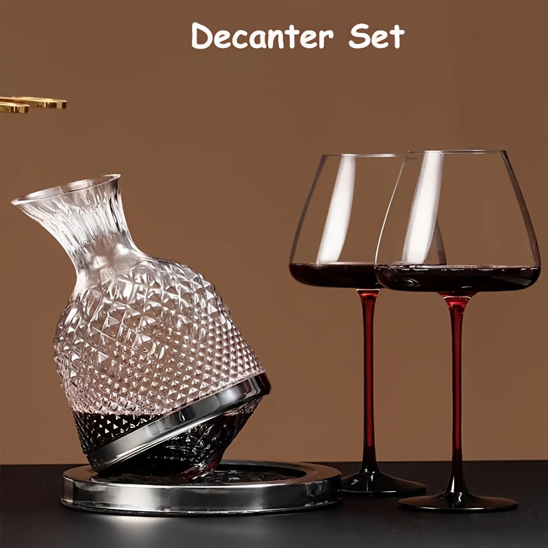 Luxus Kristall Weindekanter Set mit 2 Bordeaux-Gläsern - Große Kapazität, Handgefertigtes Whiskey & Rotwein Servier-Set, Perfektes Geschenk für Weinliebhaber, Ideal für Hochzeiten, Weihnachten, Geburtstage - Kelche24