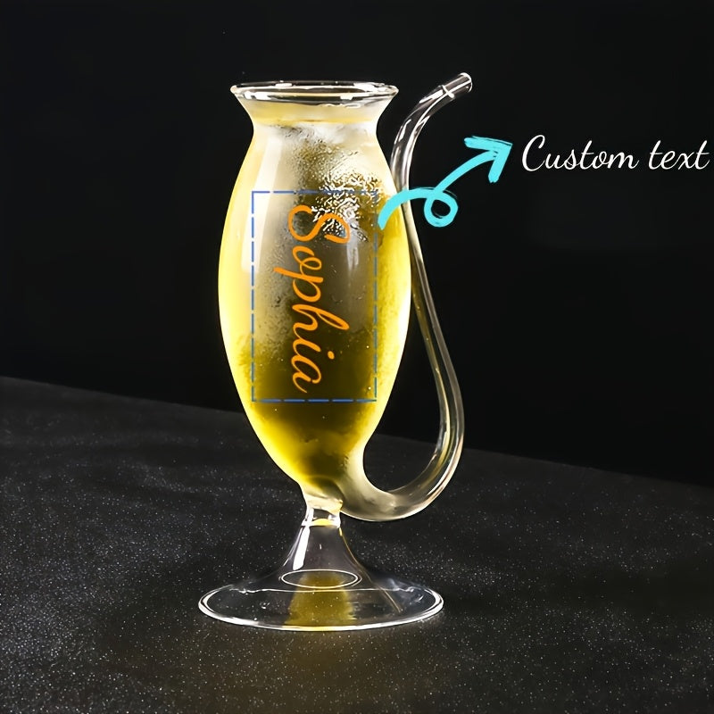 Personalisierbares 370 ml Weinglas mit Strohhalm