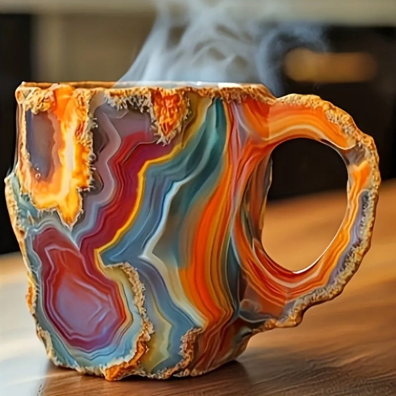 1 Stück Imitation Mineral Kristall Kaffeetasse, Edelstahlharzbecher, Nur Handwaschen, Wiederverwendbar, Mehrzweckig, Elegante Luxusgeschenk, Vintage-Stil für Frauenfreundschaft - Kelche24