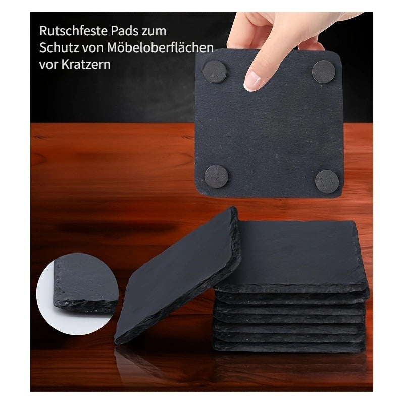 TOCOME 8-Pack/12-Pack Schieferkissen, 10.16X10.16 cm, Handgemachte Steinbecher, Rutschfeste Unterseite, Rustikaler Kaffeebar & Heimküchen-Dekor, Runde & Quadratische Optionen - Kelche24