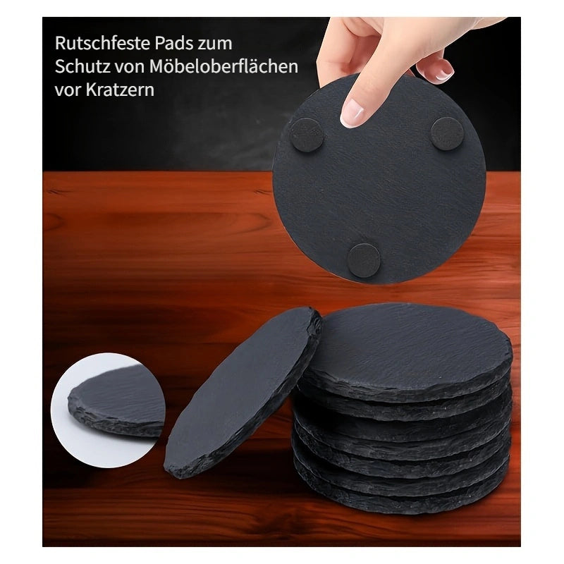 TOCOME 8-Pack/12-Pack Schieferkissen, 10.16X10.16 cm, Handgemachte Steinbecher, Rutschfeste Unterseite, Rustikaler Kaffeebar & Heimküchen-Dekor, Runde & Quadratische Optionen - Kelche24