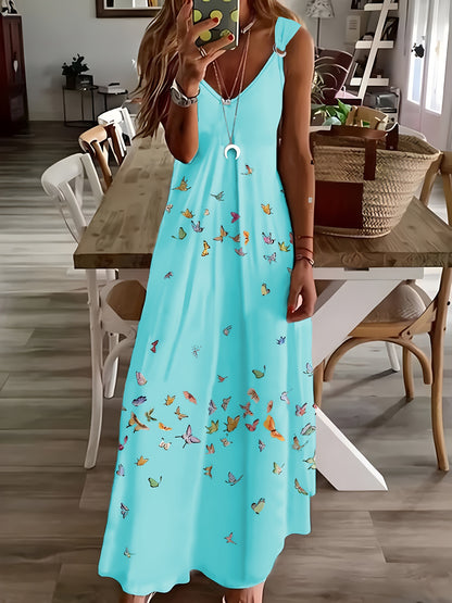 Maxikleid in Übergröße mit Schmetterlingsdruck - Kelche24