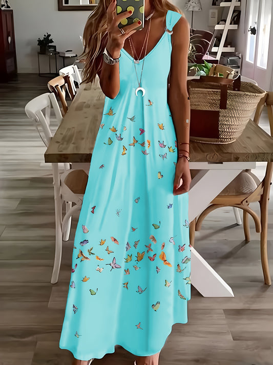 Maxikleid in Übergröße mit Schmetterlingsdruck - Kelche24