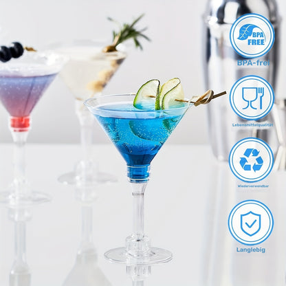 20 Stk. Elegante 5oz Plastik-Martini-Gläser - Perfekt für Cocktails, Vorspeisen & Desserts - BPA-frei, Wiederverwendbare Partybecher für Hochzeiten, Weihnachten, Valentinstag, Ideal für Weihnachten