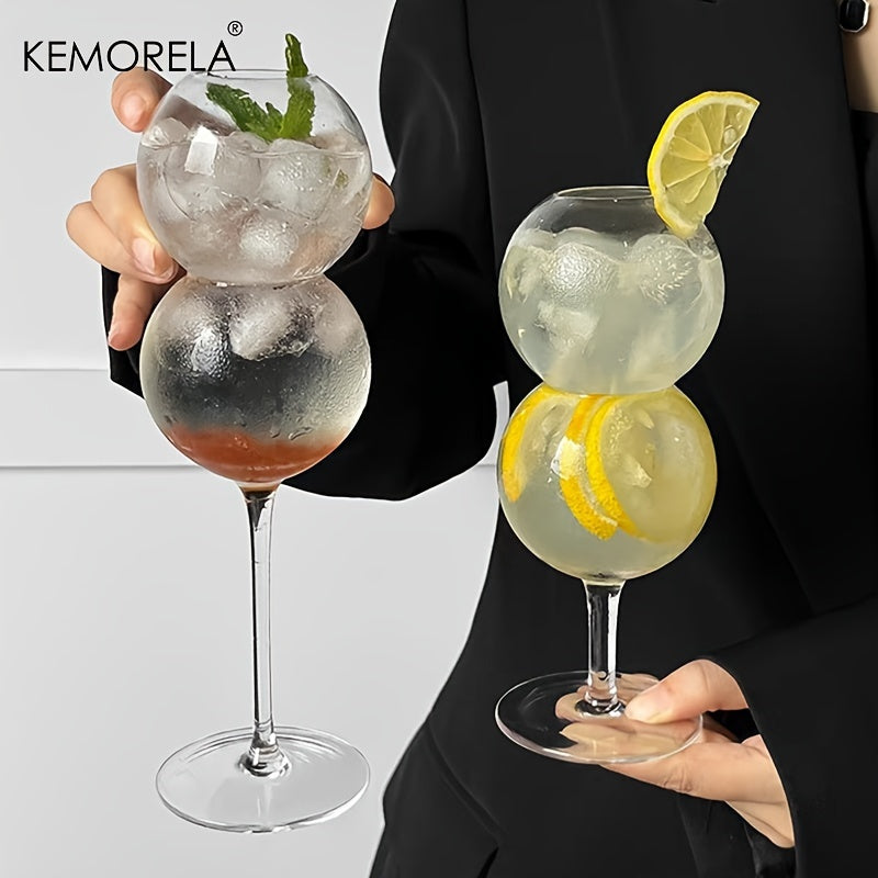 KEMORELA 1 Stk. Elegantes Kugel-Cocktailglas - Wiederverwendbar, Klare Glas mit Rosa & Grünen Kugeldesigns, Perfekt für Champagner, Saft und Partysgetränke, Ideal für Versammlungen & Feiern - Kelche24