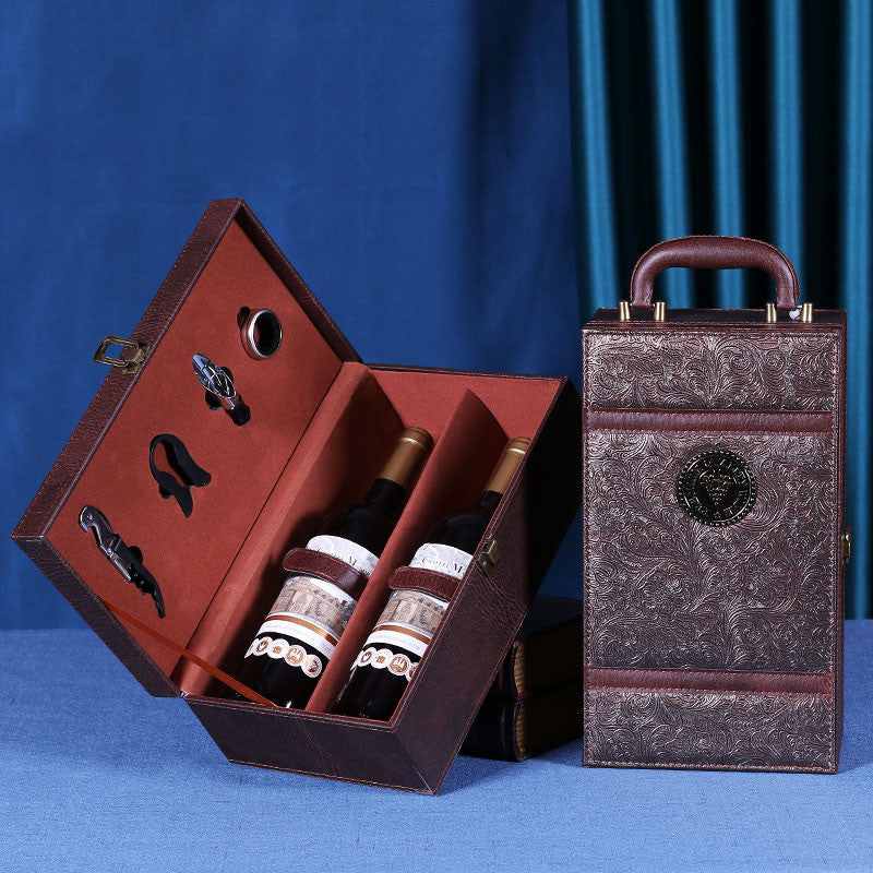 Haushaltsmode Doppel-Weinbox mit Holzmaserung – Rotwein - Kelche24