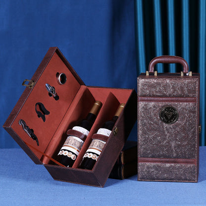 Haushaltsmode Doppel-Weinbox mit Holzmaserung – Rotwein - Kelche24