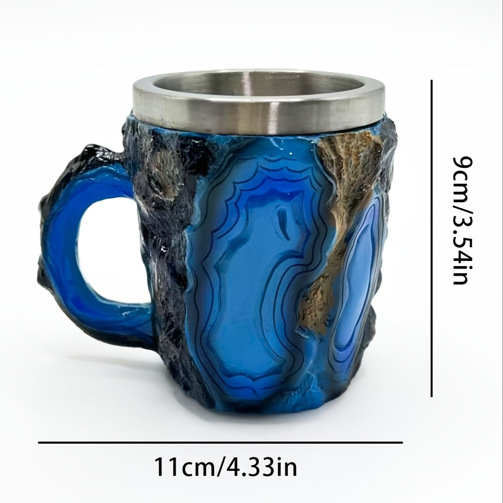 1 Stück Imitation Mineral Kristall Kaffeetasse, Edelstahlharzbecher, Nur Handwaschen, Wiederverwendbar, Mehrzweckig, Elegante Luxusgeschenk, Vintage-Stil für Frauenfreundschaft - Kelche24