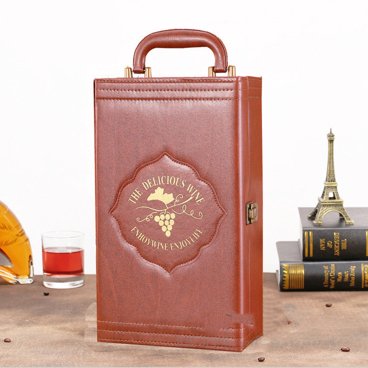 Haushaltsmode Doppel-Weinbox mit Holzmaserung – Rotwein - Kelche24