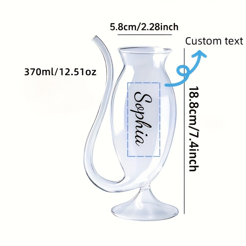 Personalisierbares 370 ml Weinglas mit Strohhalm