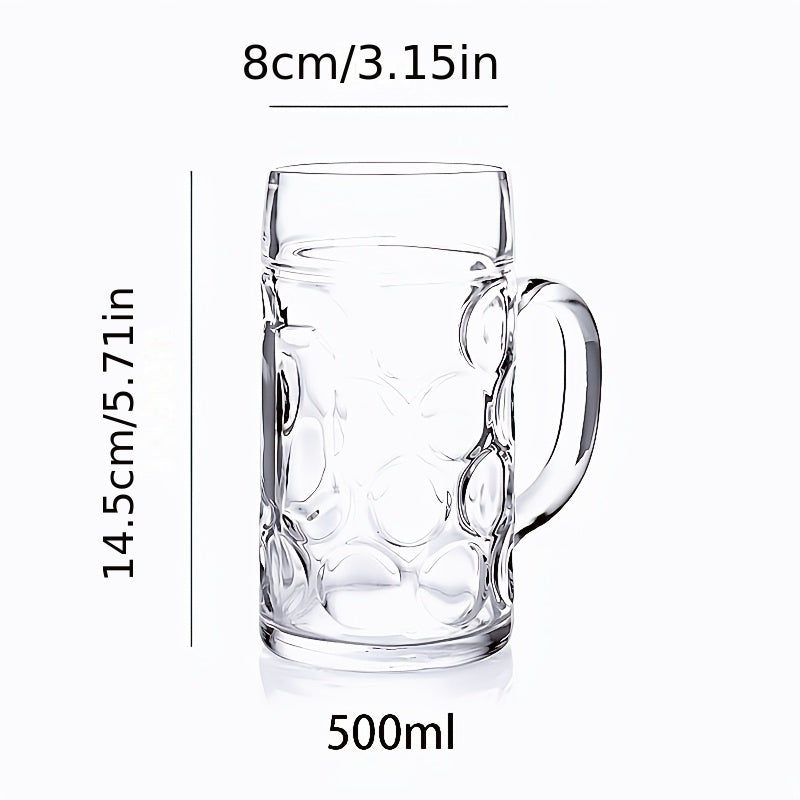 2 Stück Brillen, Brillen mit Griffen, Bier, Trinkgläser, Whiskygläser - Party-Essentials, Klassentreffen, Abschlussfeiern, Bruderschaftstreffen - Bars, Tavernen, Trinker - 500ml/16.91oz