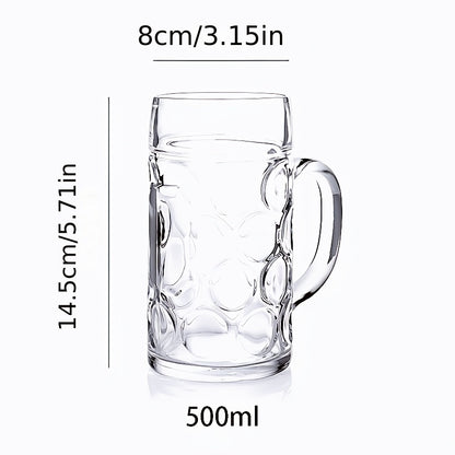 2 Stück Brillen, Brillen mit Griffen, Bier, Trinkgläser, Whiskygläser - Party-Essentials, Klassentreffen, Abschlussfeiern, Bruderschaftstreffen - Bars, Tavernen, Trinker - 500ml/16.91oz