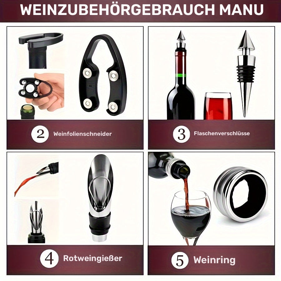 Set aus 5 Edelstahl-Weinöffnern – ideales Geschenk für Männer und Weinliebhaber