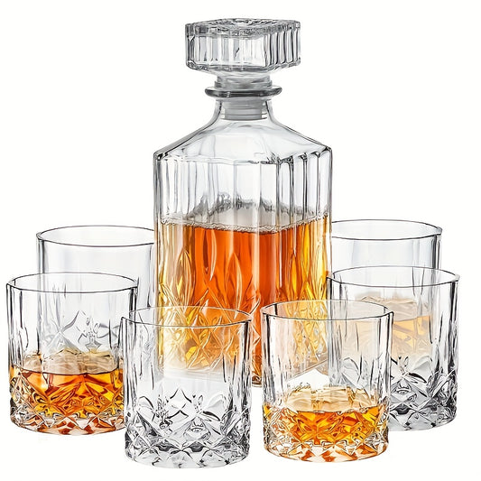 Kombination Set Home Dekanter Set, 3-teiliges Set und 7-teiliges Set, geeignet zum Dekantieren und Verpacken von Whiskey, Cocktails und Likör, kann für Partys und Feiertagsgeschenke verwendet werden