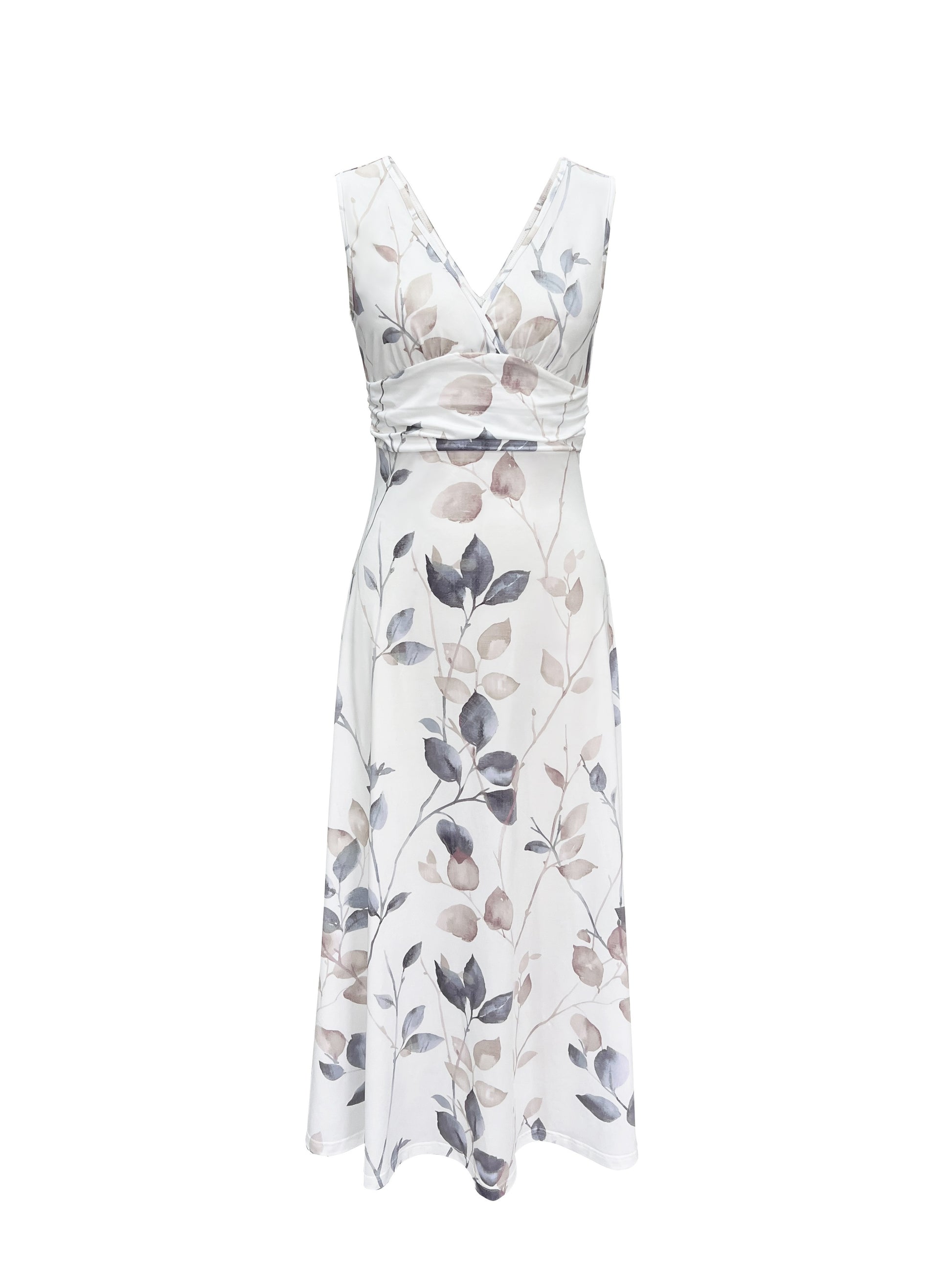 Maxikleid mit Blumendruck und V-Ausschnitt - Kelche24