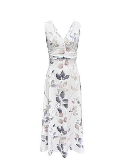 Maxikleid mit Blumendruck und V-Ausschnitt - Kelche24