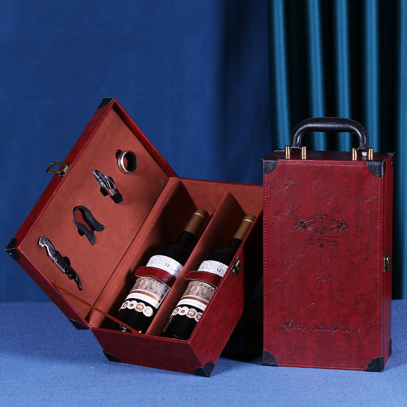 Haushaltsmode Doppel-Weinbox mit Holzmaserung – Rotwein - Kelche24