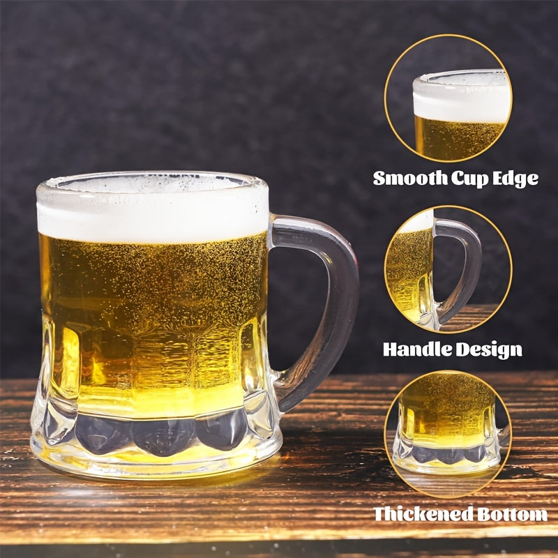 6-teiliges Bierglas-Set aus Glas, 1.8Oz dickes Glas mit Griff, wiederverwendbares Maschinenwaschbares Glas für Party, Geburtstag, Hochzeit, Vater, Ehemann, Freund