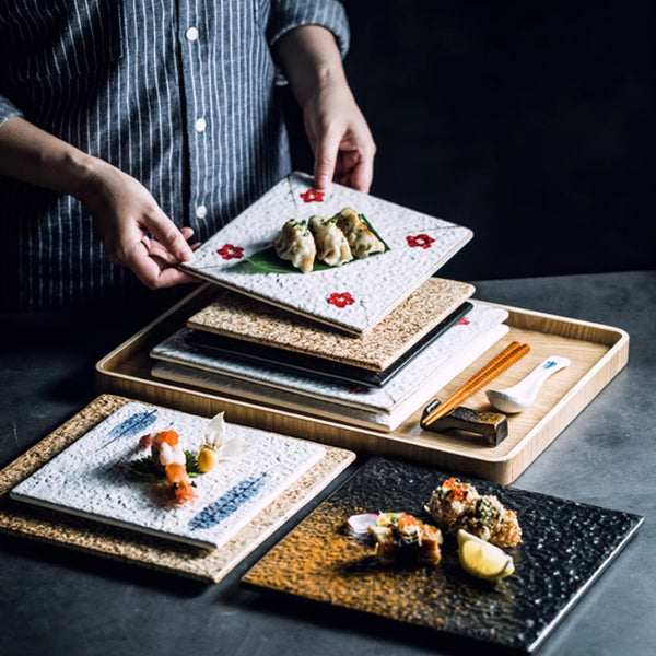 Keramikteller – Kreativer quadratischer Sushi-Teller - Kelche24