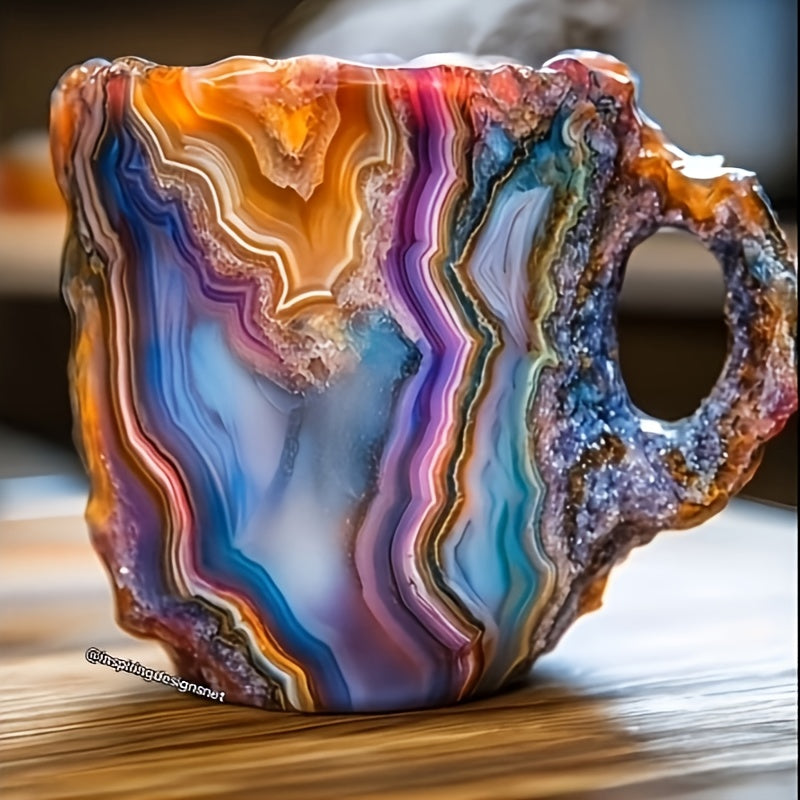 1 Stück Imitation Mineral Kristall Kaffeetasse, Edelstahlharzbecher, Nur Handwaschen, Wiederverwendbar, Mehrzweckig, Elegante Luxusgeschenk, Vintage-Stil für Frauenfreundschaft - Kelche24