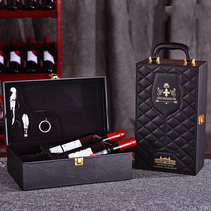 Haushaltsmode Doppel-Weinbox mit Holzmaserung – Rotwein - Kelche24