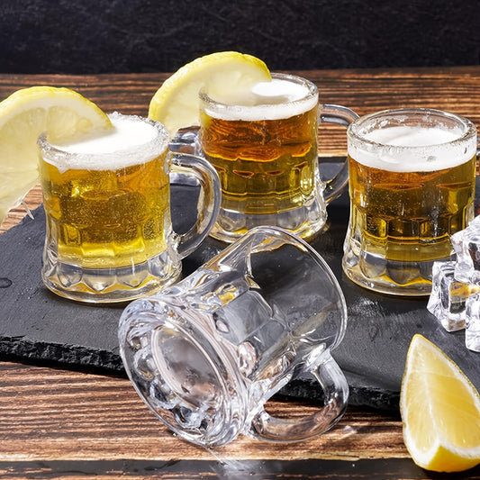 6-teiliges Bierglas-Set aus Glas, 1.8Oz dickes Glas mit Griff, wiederverwendbares Maschinenwaschbares Glas für Party, Geburtstag, Hochzeit, Vater, Ehemann, Freund