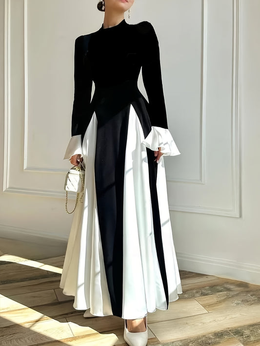 Einfarbige Abendkleid mit gerundetem Rundhalsausschnitt - Kelche24