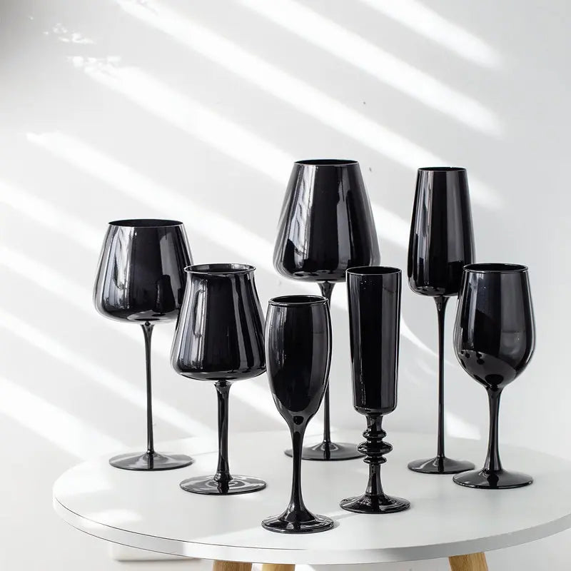 Black Slim Goblet Black Porcelain Crystal Glass Red Wine Glass Bordeaux Cup Home Decoration Ornament Wine Glass Champagne Glass - Kelche24