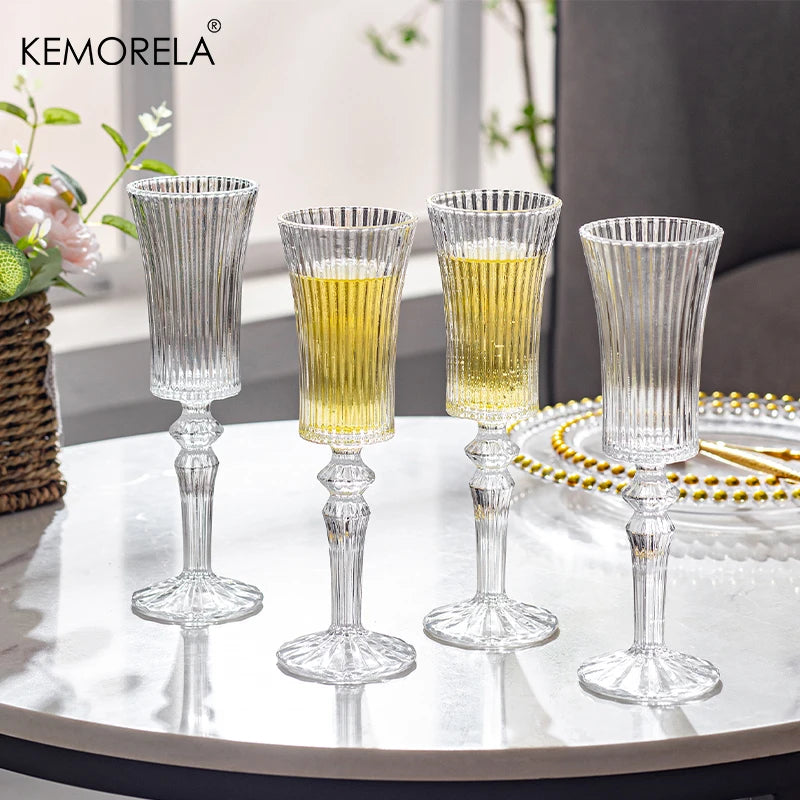 4PCS Cocktail Goblet Red Wine Champagne Decorative Party Bar Water Juice Wine Glass Goblet Handmade Transparent Coffee Milk Cup - Kelche24