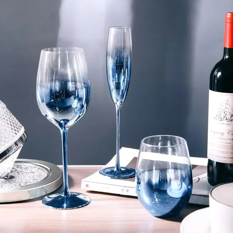 Star Sky Crystal Glass Goblet Blue Red Wine Cup Household High Beauty Light Luxury Water Cup Party Champagne Glass - Kelche24