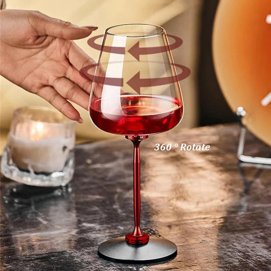 Creative Rotating Glass Wine Glasses Durable Whiskey Brandy Cocktails Juice Stress Relief Crystal Goblet for Party Home Bar - Kelche24