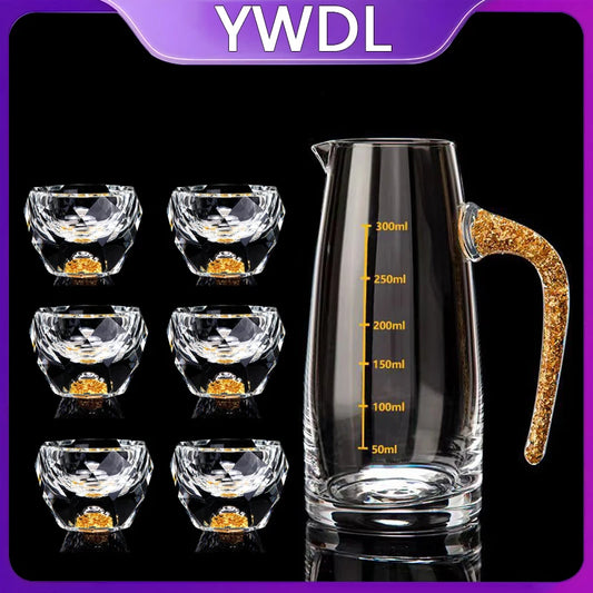 Diamond Cutting Crystal Liquor Glasses Set With Wine Dispenser Vodka Shot Glass Wine Glasses Whiskey Spirits Sake Brandy Teacup - Kelche24