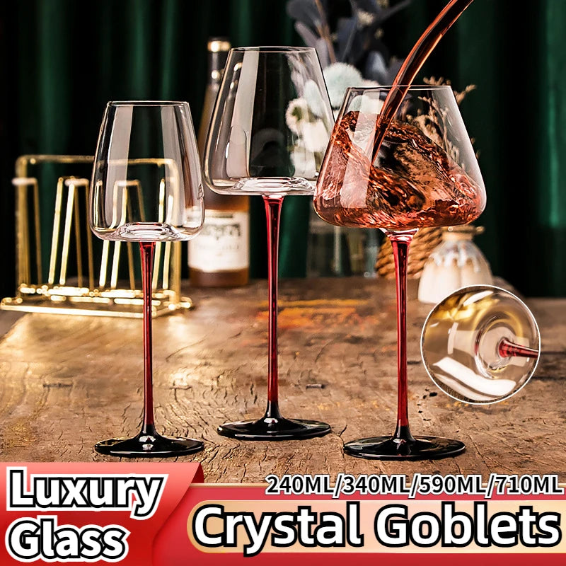 Luxury Crystal Goblets Burgundy Wine Glass Home Camping Party Champagne Wine Juice Drinking Cup Glass Kitchen Bar Tools 1/4PCS - Kelche24