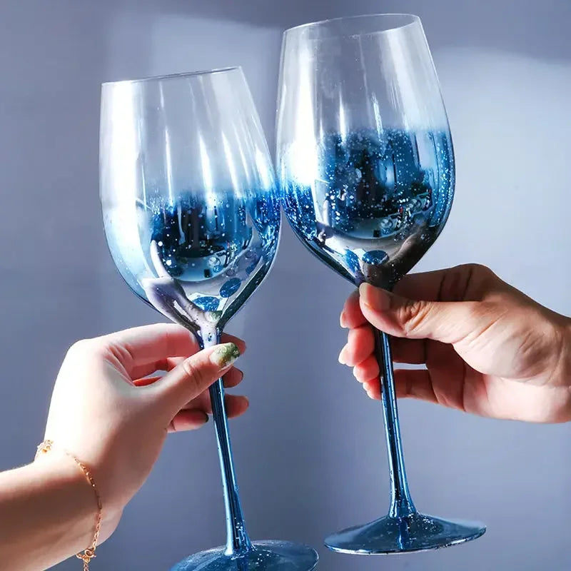 Star Sky Crystal Glass Goblet Blue Red Wine Cup Household High Beauty Light Luxury Water Cup Party Champagne Glass - Kelche24